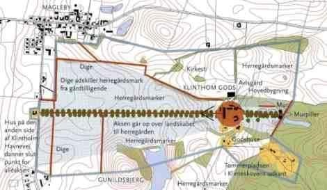 Kort der viser området Klintholm Gods